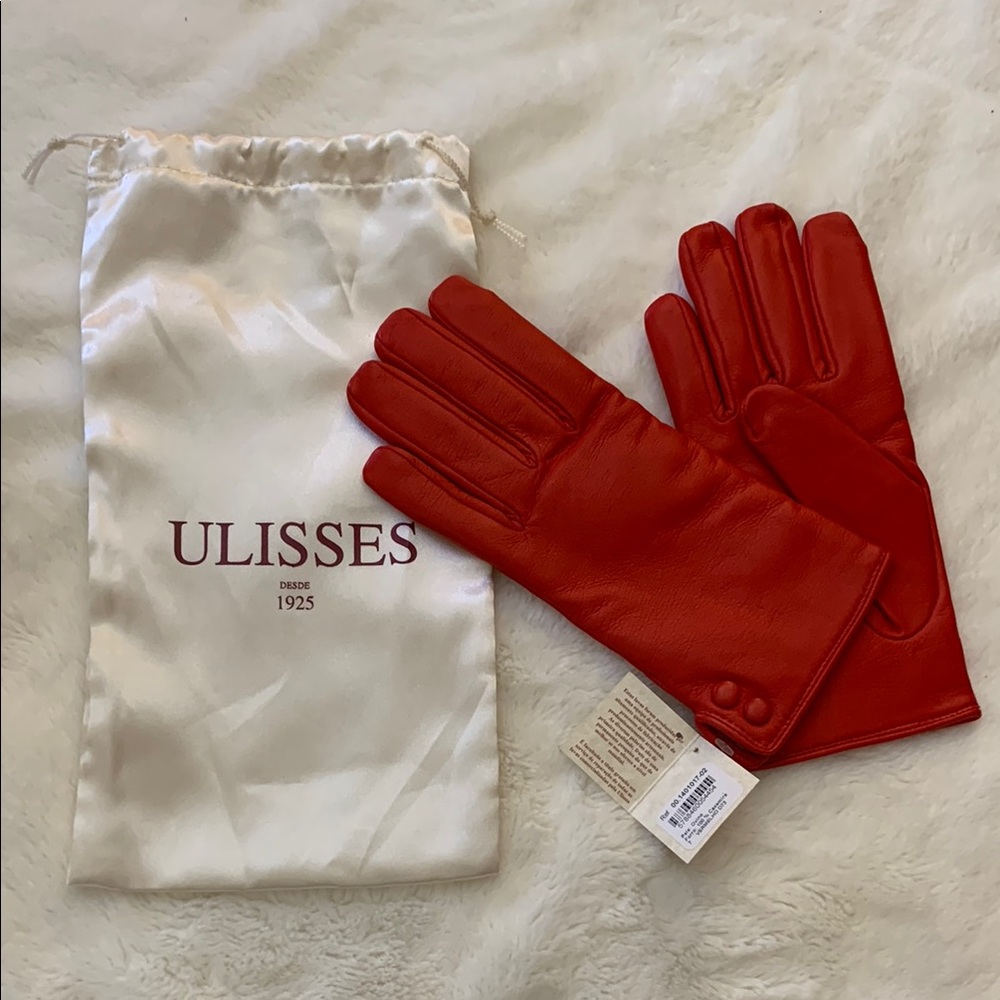 Luvaria Ulisses Red Gloves Size 7 Sheep Leather with Cashmere Lining New